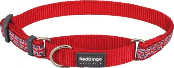 Finální Výprodej Red Dingo obojek polostahovací – Union Jack Flag – 25 mm x 41-62 cm