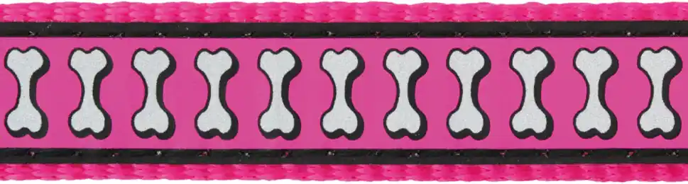 Red Dingo vodítko přepínací reflexní – Bones Hot Pink – 12 mm x 2 m Vrácení Zdarma