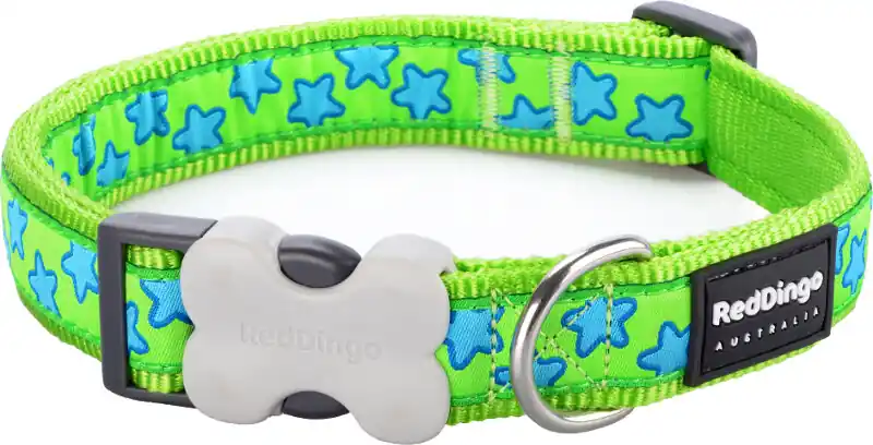 Tovární Cena Red Dingo obojek – Stars Turquoise – 25 mm x 41-63 cm