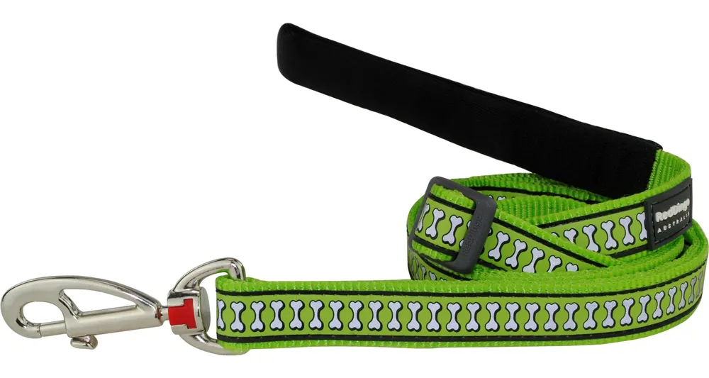 Top Prodej Red Dingo vodítko reflexní – Bones Lime – 25 mm x 1,8 m