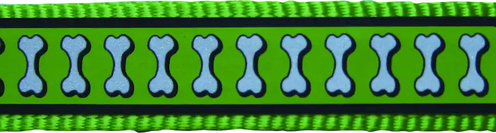 Red Dingo vodítko přepínací reflexní – Bones Lime – 25 mm x 2 m Akce