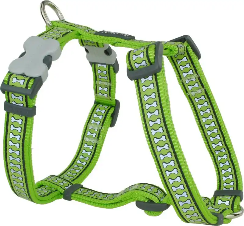 Sezónní Sleva Red Dingo postroj reflexní – Bones Lime – 20 mm x 45-66 cm