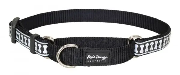 Red Dingo obojek polostahovací reflexní – Bones Black – 15 mm x 26-40 cm Nakupujte Hned