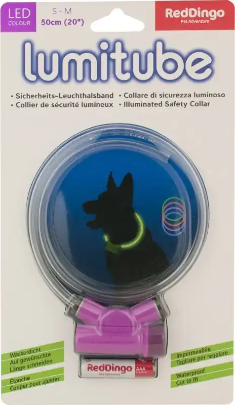 Sezónní Sleva Red Dingo obojek Lumitube – Purple – 15-50 cm
