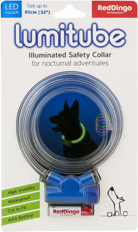 Zlevněný Red Dingo obojek Lumitube – Blue – 15-80 cm