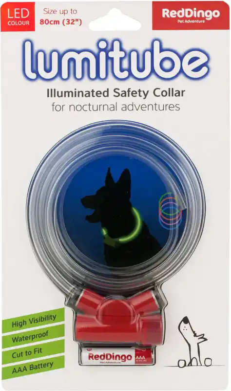 Sleva Red Dingo obojek Lumitube – Red – 15-80 cm