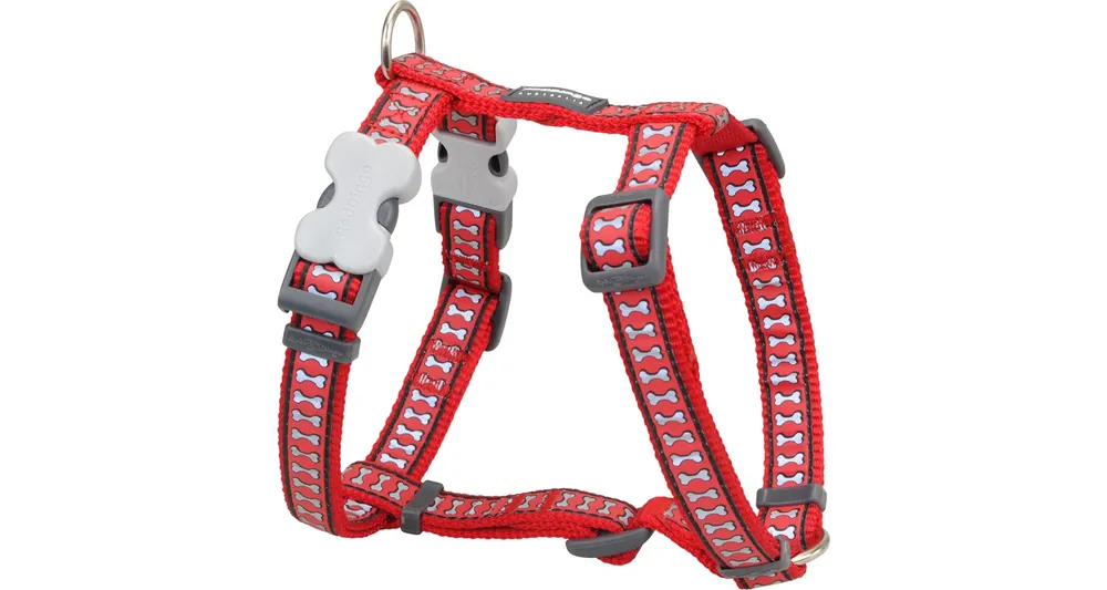 Víkendová Akce Red Dingo postroj reflexní – Bones Red – 15 mm x 36-54 cm