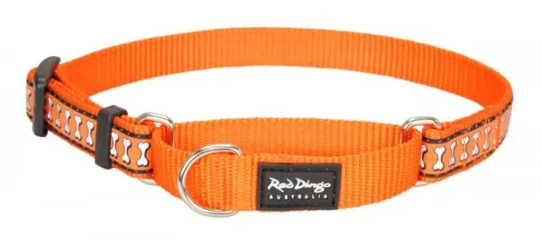 Red Dingo obojek polostahovací reflexní – Bones Orange – 20 mm x 30-44 cm Poslední Šance