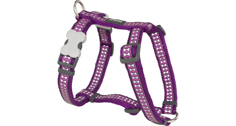 Vysoce Kvalitní Red Dingo postroj reflexní – Bones Purple – 20 mm x 45-66 cm