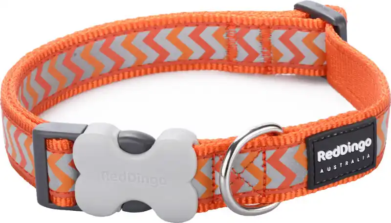 Originální Red Dingo obojek reflexní – Ziggy Orange – 12 mm x 20-32 cm