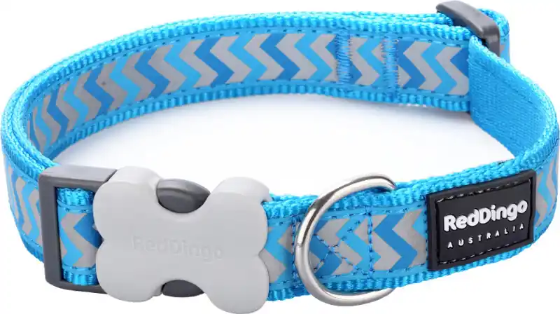 Red Dingo obojek reflexní – Ziggy Turquoise – 25 mm x 41-63 cm Cenová Bomba