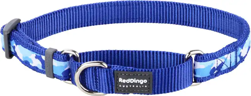 Značkový Red Dingo obojek polostahovací – Camouflage Navy – 15 mm x 26-40 cm