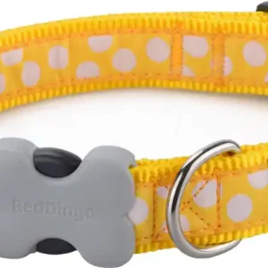 Akce Red Dingo obojek – White Spots on Yellow – 12 mm x 20-32 cm