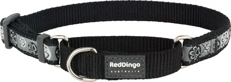 Red Dingo obojek polostahovací – Paw Impressions Black – 20 mm x 30-44 cm Aktuální