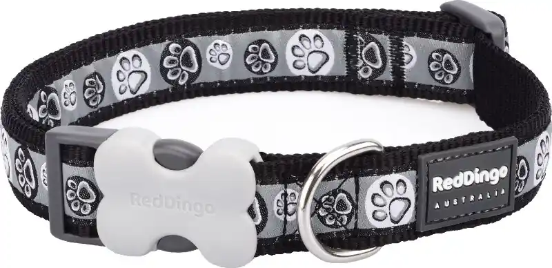 Dokud Zásoby Vydrží Red Dingo obojek – Paw Impressions Black – 25 mm x 41-63 cm