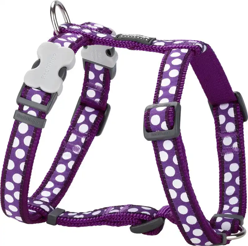 Red Dingo postroj – White Spots on Purple – 20 mm x 45-66 cm Tovární Cena