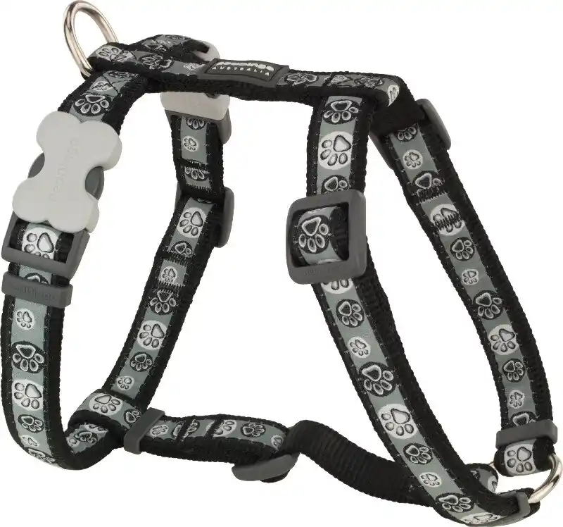 Akční Nabídka Red Dingo postroj – Paw Impressions Black – 25 mm x 71-113 cm