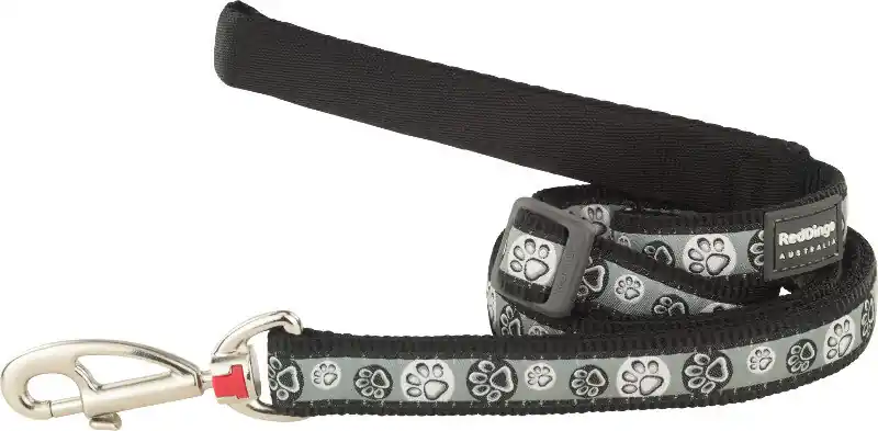 Víkendová Akce Red Dingo vodítko – Paw Impressions Black – 12 mm x 1,8 m