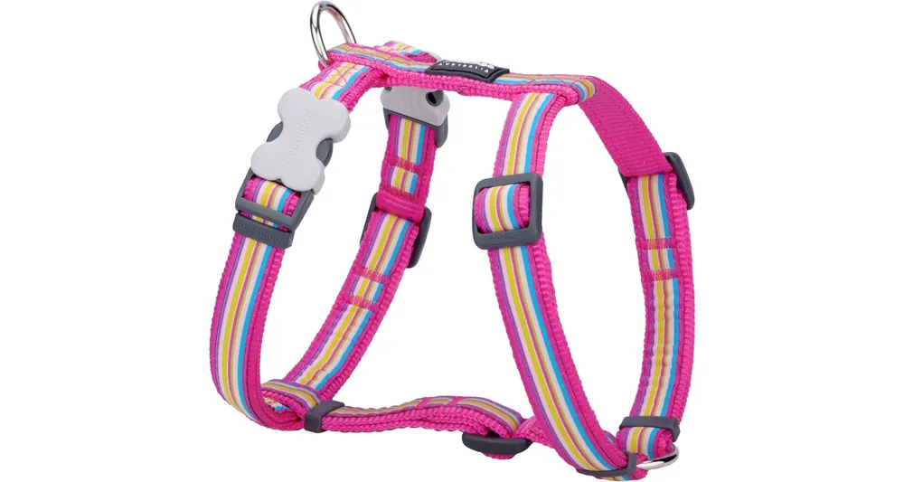 Finální Výprodej Red Dingo postroj – Horizontal Stripes Hot Pink – 15 mm x 36-54 cm