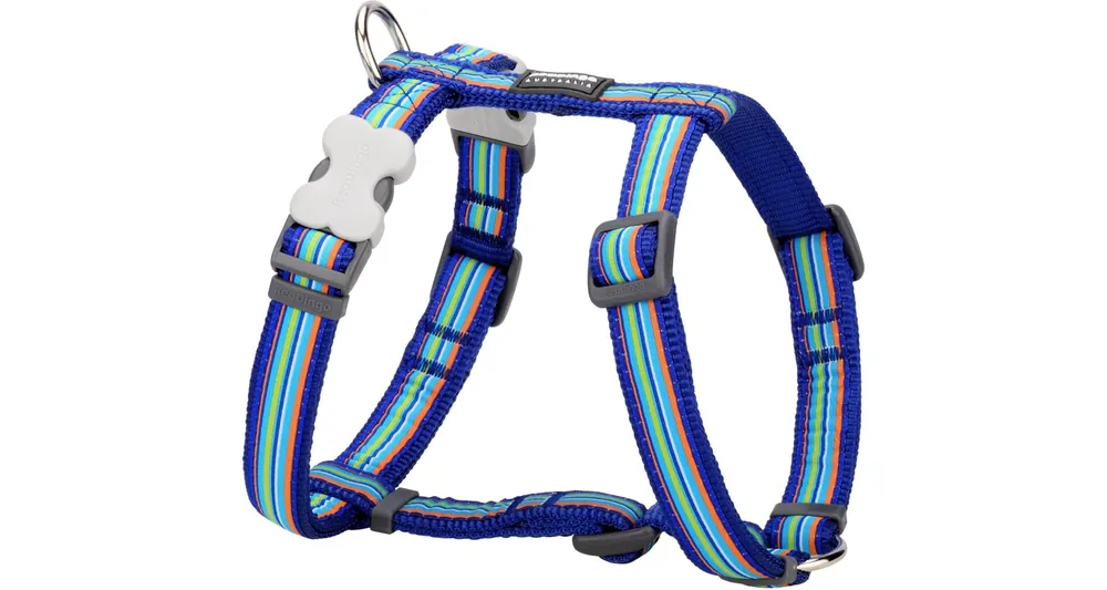 Poslední Šance Red Dingo postroj – Horizontal Stripes Navy – 20 mm x 45-66 cm