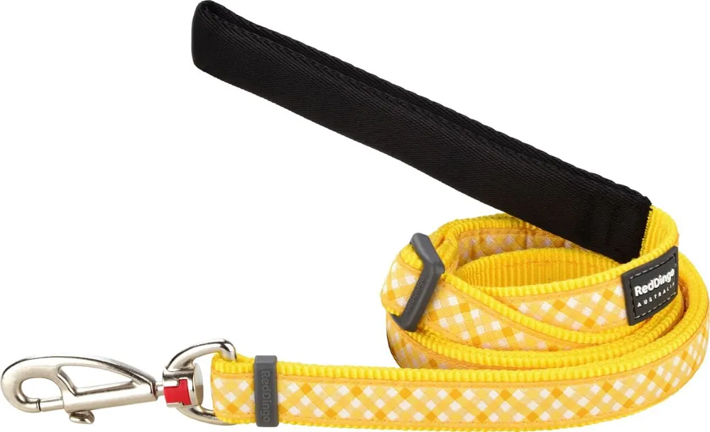 Super Cena Red Dingo vodítko – Gingham Yellow – 15 mm x 1,8 m