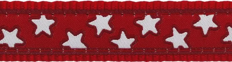 Nová Kolekce Red Dingo vodítko přepínací – Stars White on Red – 15 mm x 2 m