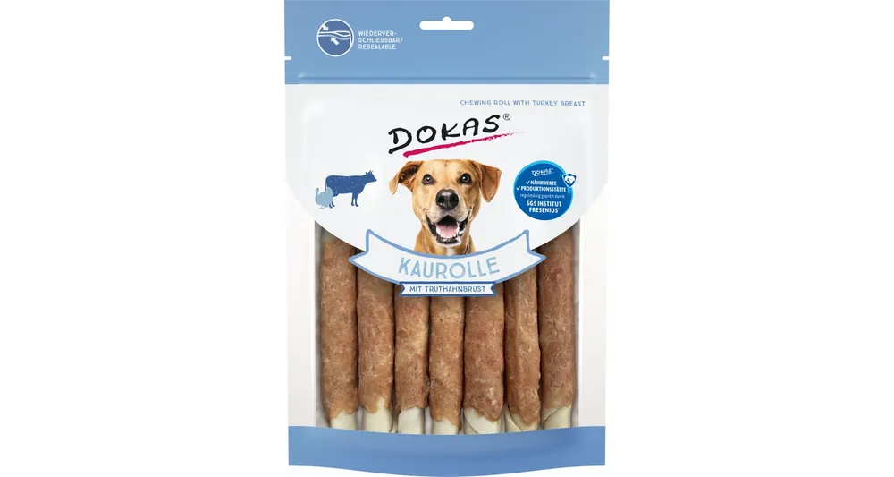Nízká Cena Dokas Tyčinky z hovězí kůže obalené krůtím masem 190 g