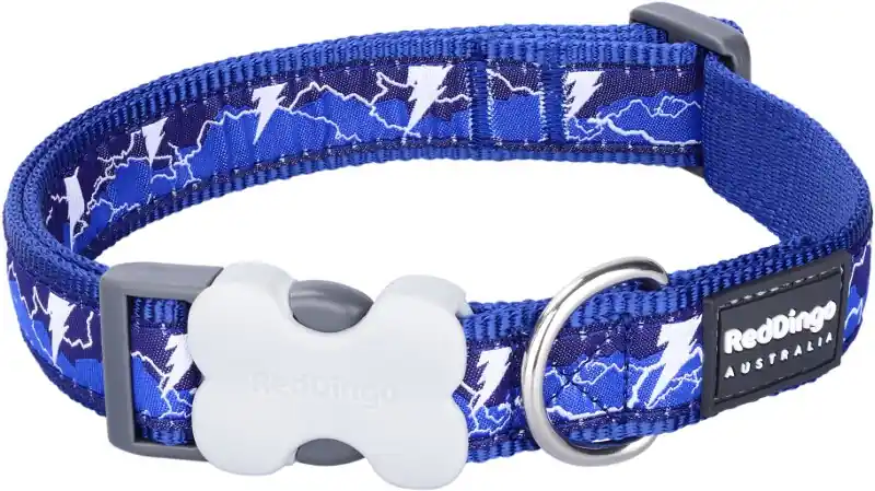 Oblíbený Red Dingo obojek – Lightning Dark Blue – 25 mm x 41-63 cm