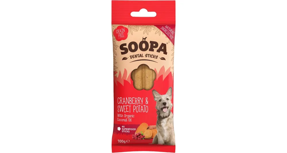 Ihned K Objednání Soopa Dentální tyčinky s brusinkami a batáty 100 g