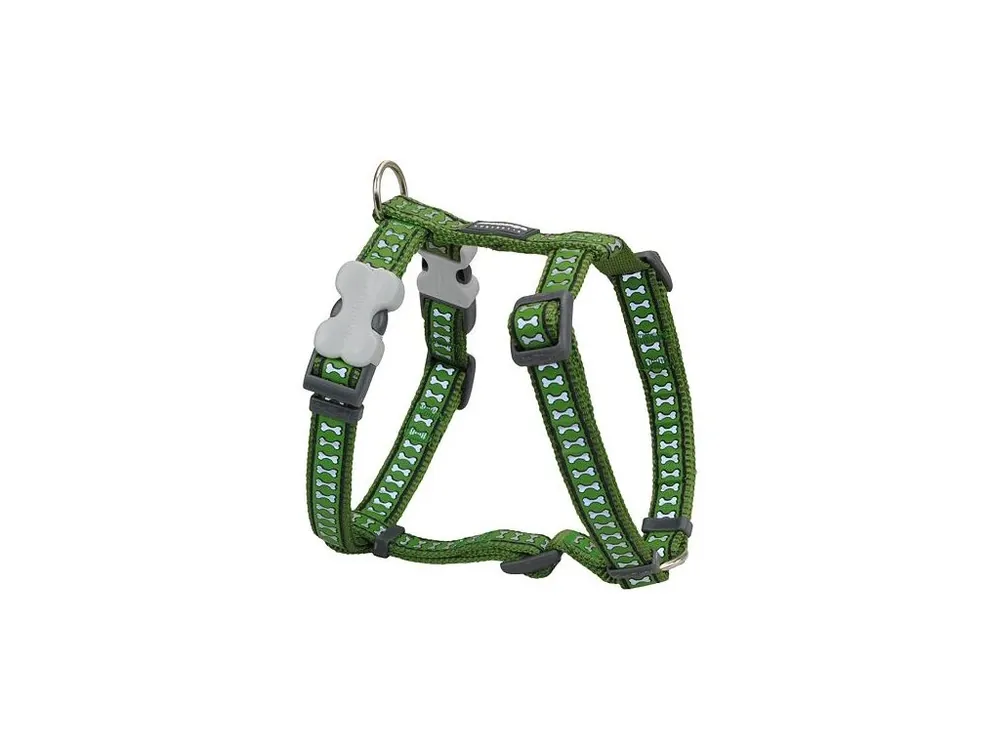 Cenově Výhodný Postroj Red Dingo 12 mm x 30-44 cm - Bones Reflexní - Zelená