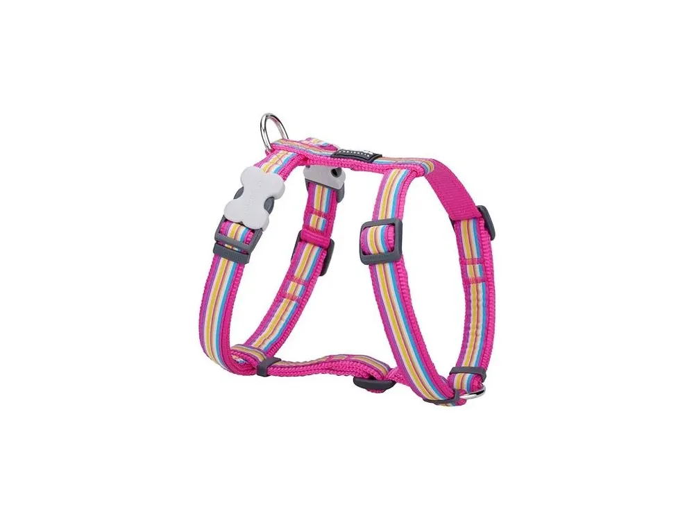Cenově Výhodný Postroj Red Dingo 15 mm x 36-54 cm - Horizontal Stripes Hot Pink