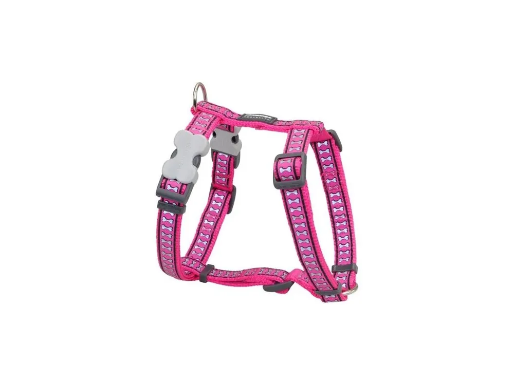 Sleva Postroj Red Dingo 20 mm x 45-66 cm - Bones Reflexní- TmavěRůžová
