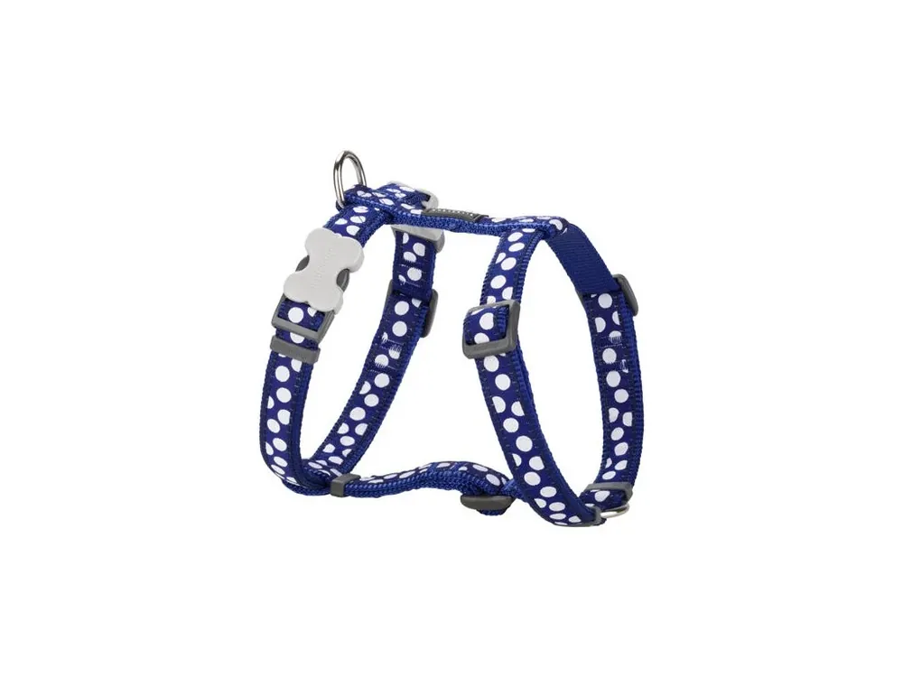 Nakupujte Hned Postroj Red Dingo 25 mm x 56-80 cm - White Spots on Navy