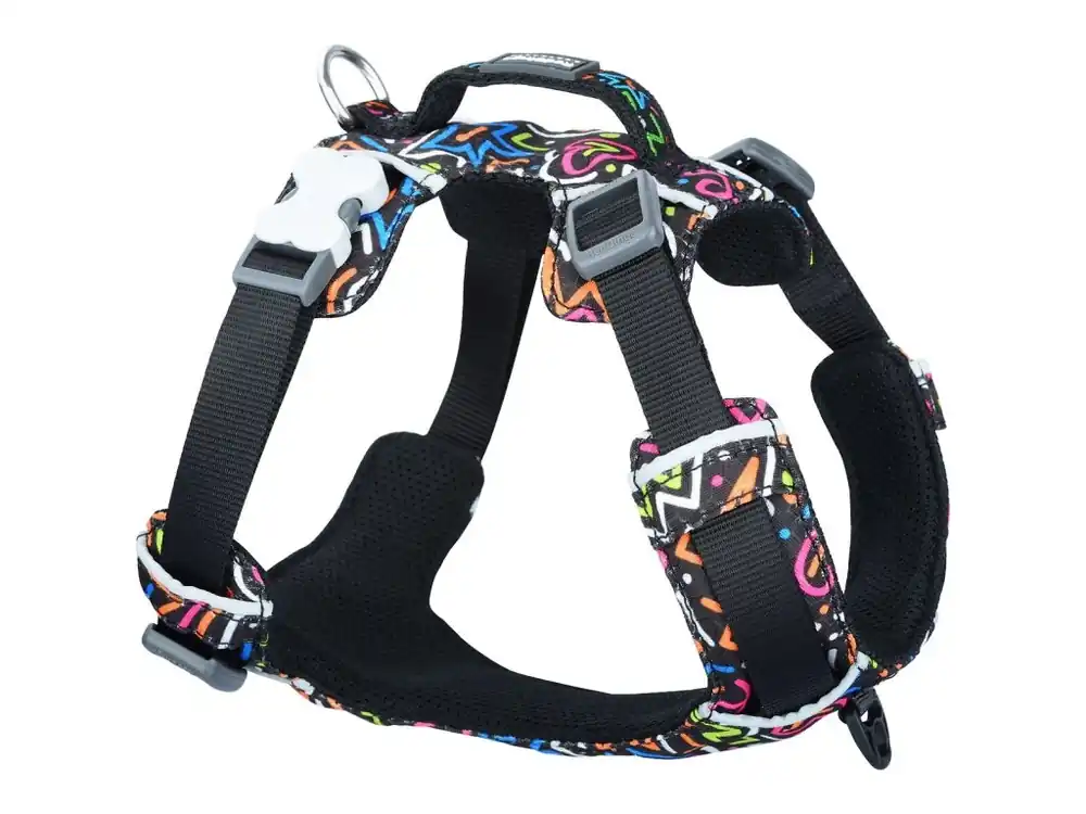 Red Dingo postroj Sport – Squiggles Black – 25 mm x 75-112 cm Hit Sezóny