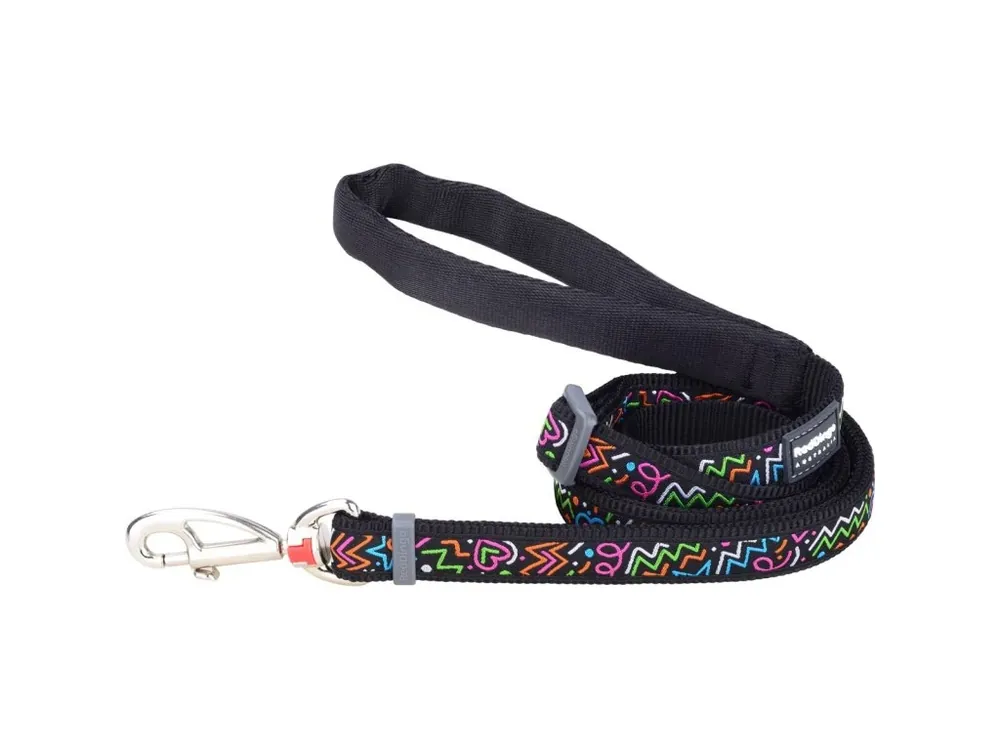 Pouze Dnes Red Dingo vodítko – Squiggles Black – 25 mm x 1,8 m