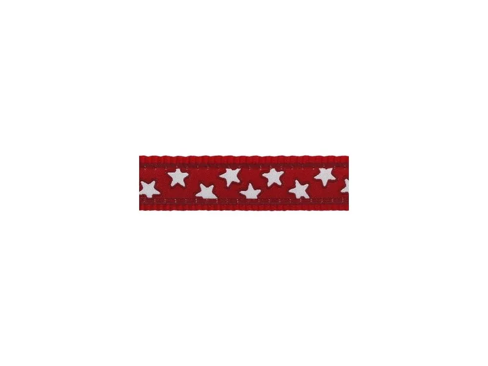 Bezpečná Platba Vodítko Red Dingo přepínací 25 mm x 2 m - Stars White on Red