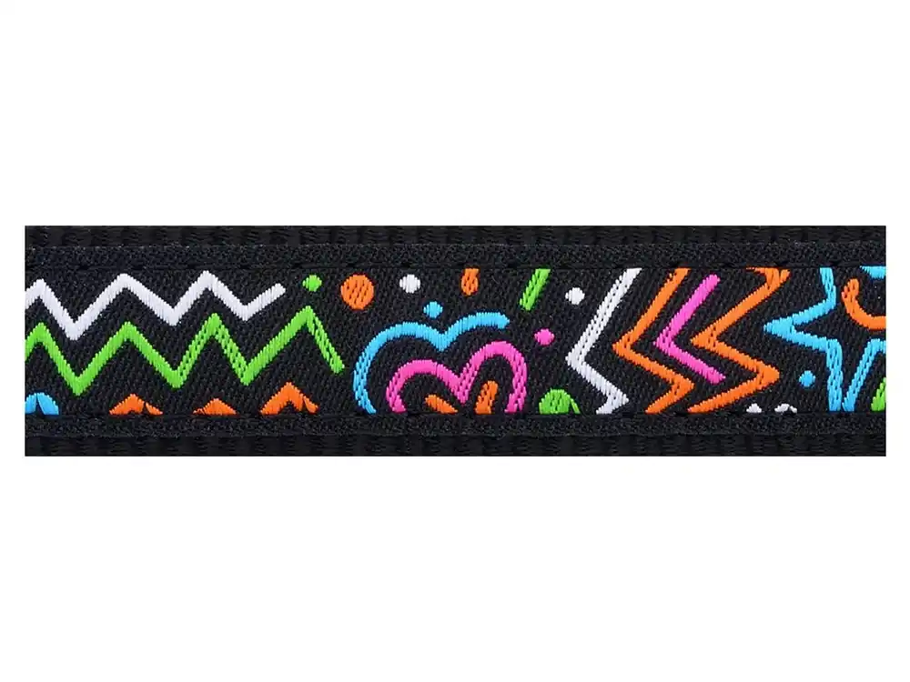 Přímo Od Výrobce Red Dingo vodítko přepínací – Squiggles Black – 25 mm x 2 m