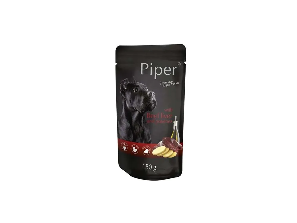 Aktuální PIPER ADULT kapsička pro psy hovězí játra a brambory 150g