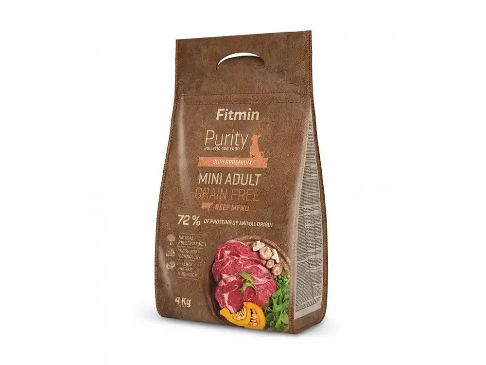 Novinka Fitmin dog Purity Grain Free Adult Mini Beef hovězí malé plemeno 4kg