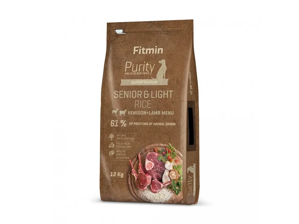 Oblíbený Fitmin dog Purity Grain Free Senior&Light Venison&Lamb zvěřina a jehněčí pro tlusťochy a starší psy 12kg