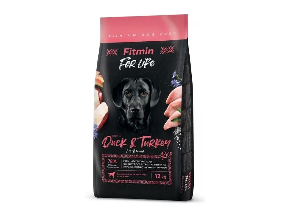 Pouze Dnes Fitmin dog For Life kachna, krůta pro všechna plemena 12kg