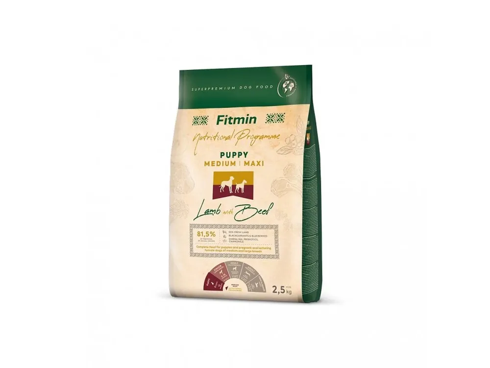 Poslední Šance Fitmin Medium Maxi Puppy jehněčí s hovězím 2,5kg