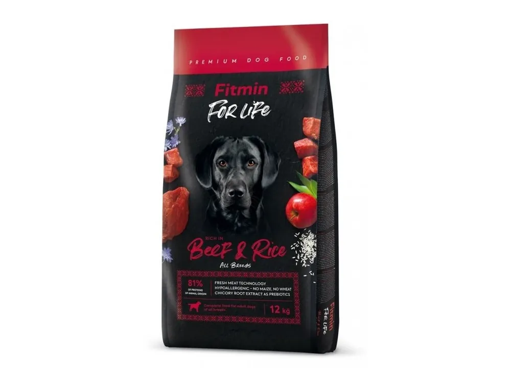 Fitmin dog For Life hovězí s rýží pro všechna plemena 12kg Nízká Cena
