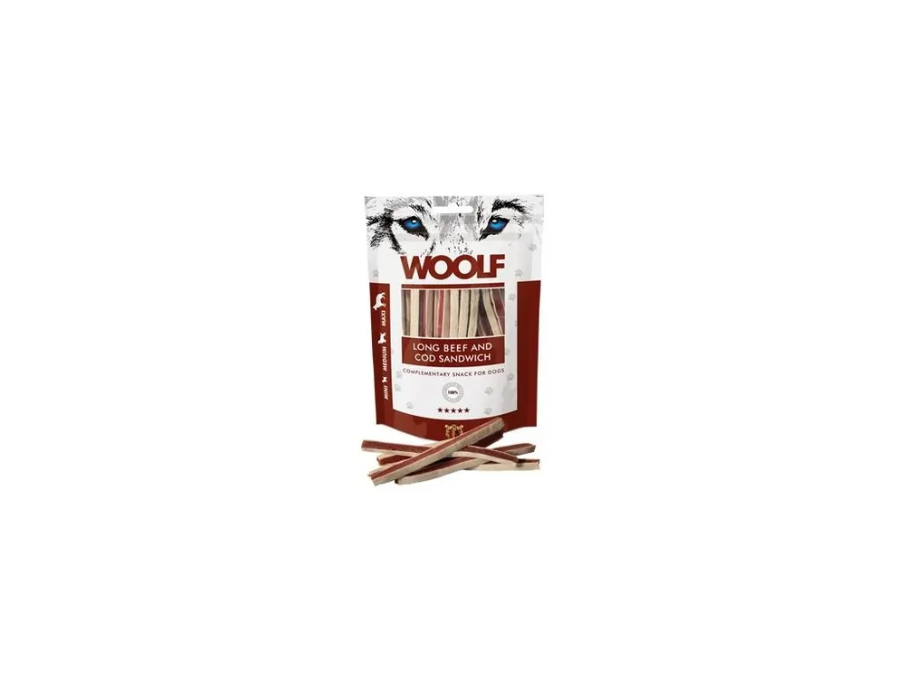 WOOLF pochoutka Soft Beef and Cod Sandwich 100g Pouze Dnes