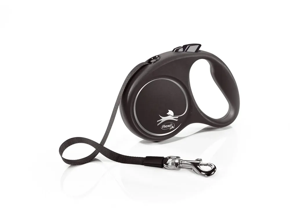 Vodítko FLEXI Black Design pásek 5m/15kg "S" stříbrná 1ks Tovární Cena
