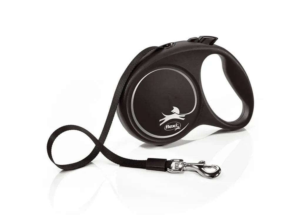 Nová Kolekce Vodítko FLEXI Black Design pásek 5m/25kg "M" stříbrná 1ks