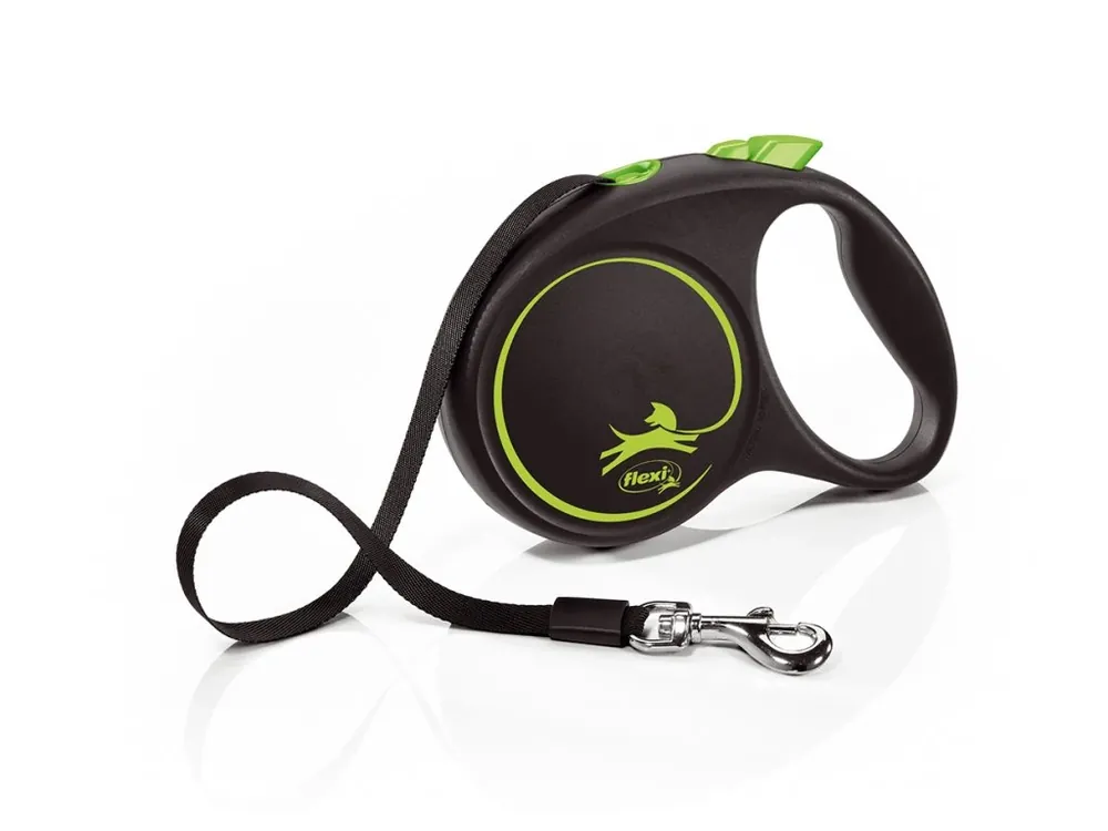 Vodítko FLEXI Black Design pásek 5m/50kg "L" zelená 1ks Super Cena