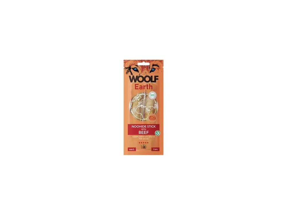 Cenový Hit WOOLF pochoutka Earth NOOHIDE L Sticks with Beef 85g
