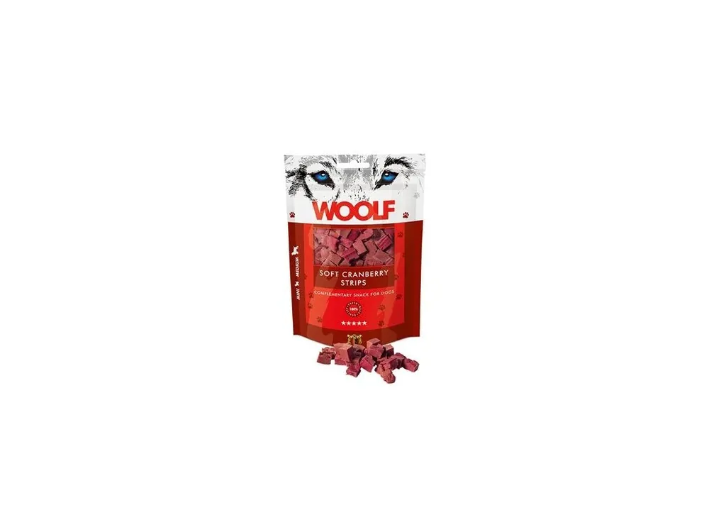 Levný WOOLF pochoutka Soft Cranberry Strips 100g