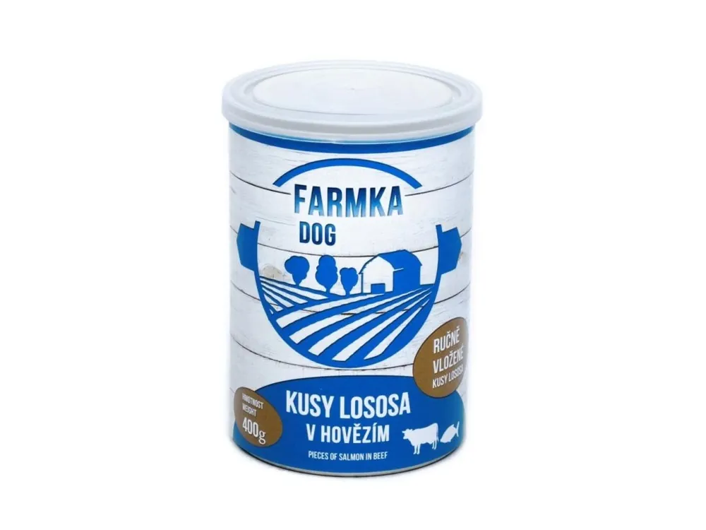 Hit Sezóny FARMKA Dog s lososem, konzerva 400 g
